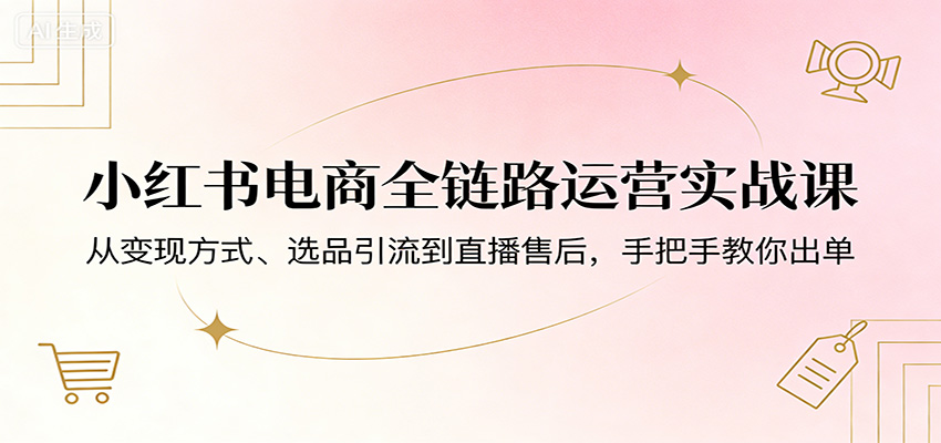 小红书电商全链路运营实战课：从变现方式、选品引流到直播售后，手把手教你出单-孔明聊项目