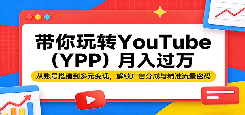 带你玩转YouTube(YPP)月入过万：从账号搭建到多元变现，解锁广告分成与精准流量密码-孔明聊项目
