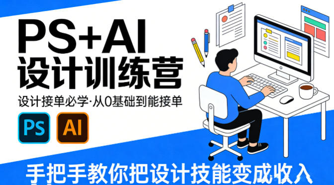 设计接单必学，PS+AI设计训练营，从0基础到能接单，手把手教你把设计技能变成收入-孔明聊项目