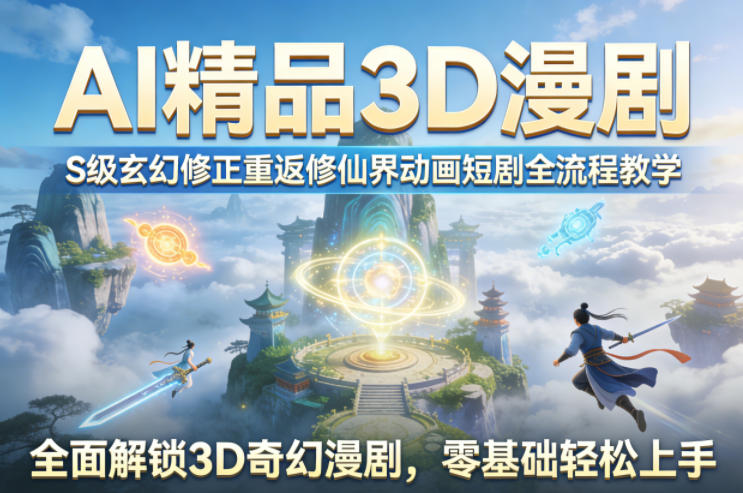 AI精品3D漫剧S级玄幻修正重返修仙界动画短剧全流程教学，全面解锁3D奇幻漫剧，零基础轻松上手-孔明聊项目