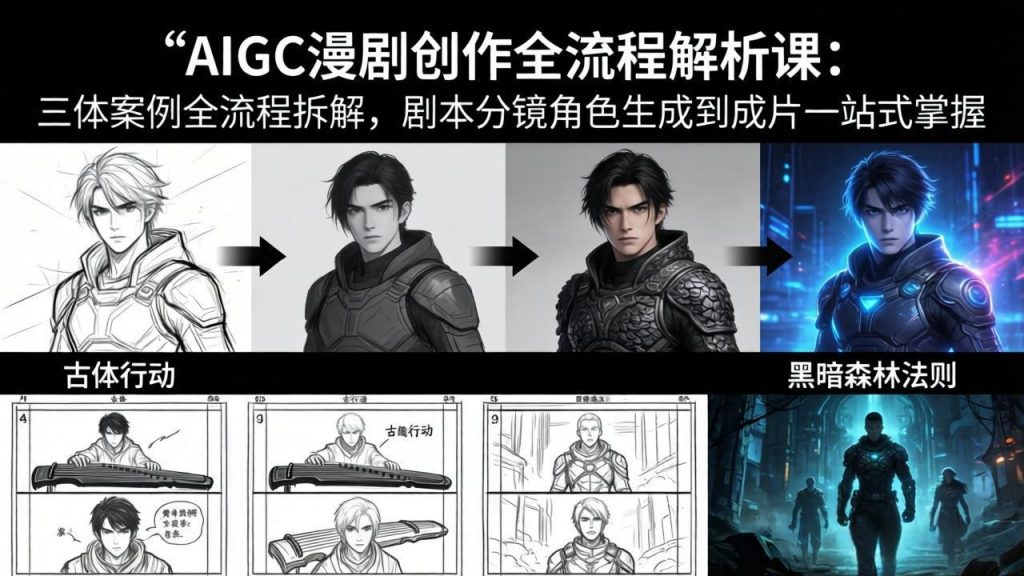 AIGC漫剧创作全流程解析课：三体案例全流程拆解，剧本分镜角色生成到成片一站式掌握-孔明聊项目
