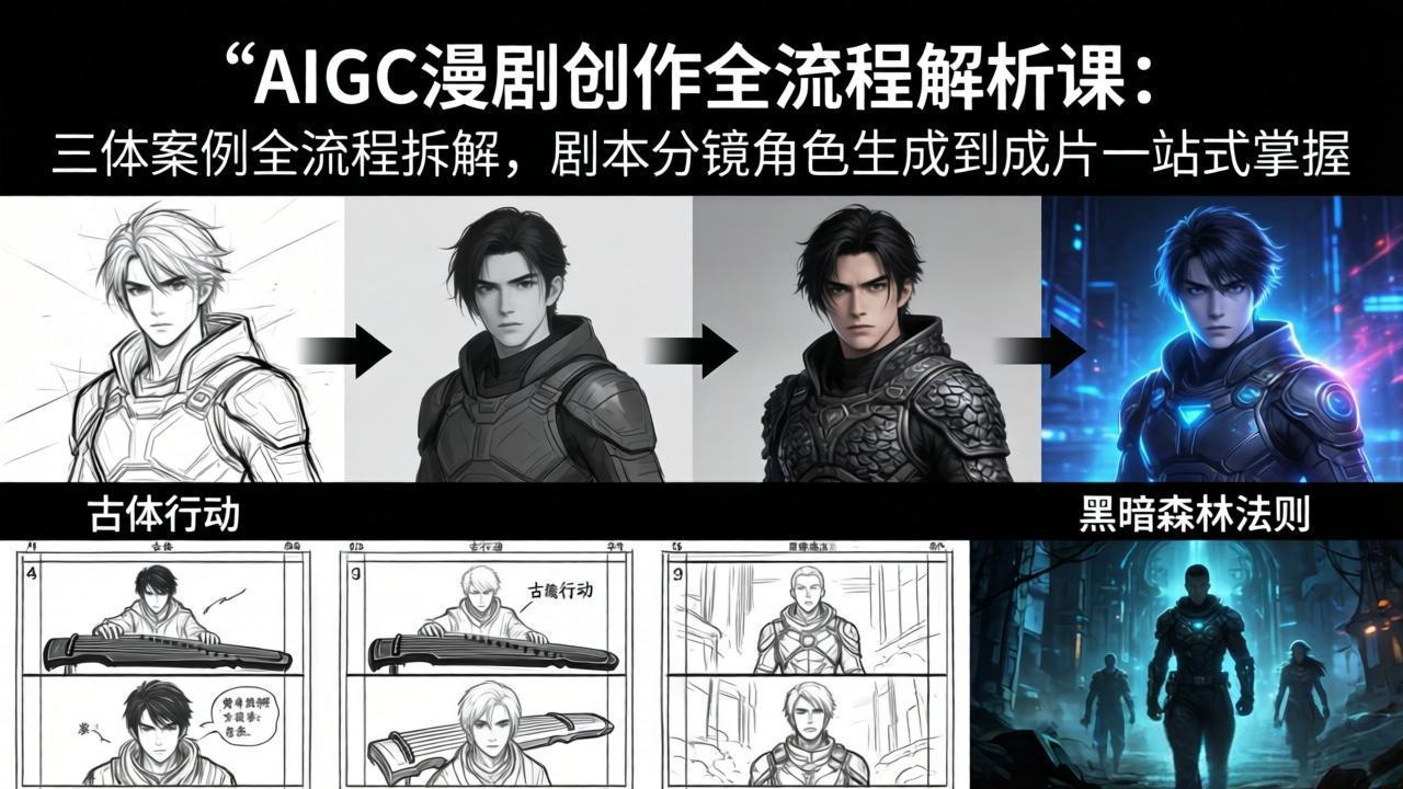 AIGC漫剧创作全流程解析课：三体案例全流程拆解，剧本分镜角色生成到成片一站式掌握-孔明聊项目