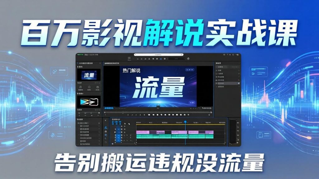 百万影视解说实战课：告别搬运违规没流量，AI文案+配音+剪映，做出能上热门的解说视频-孔明聊项目