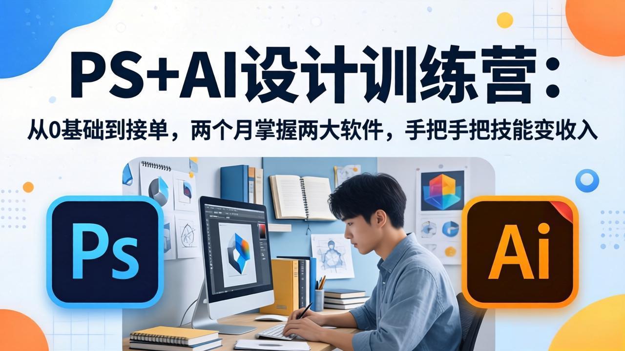 PS+AI设计训练营：从0基础到接单，两个月掌握两大软件，手把手把技能变收入-孔明聊项目