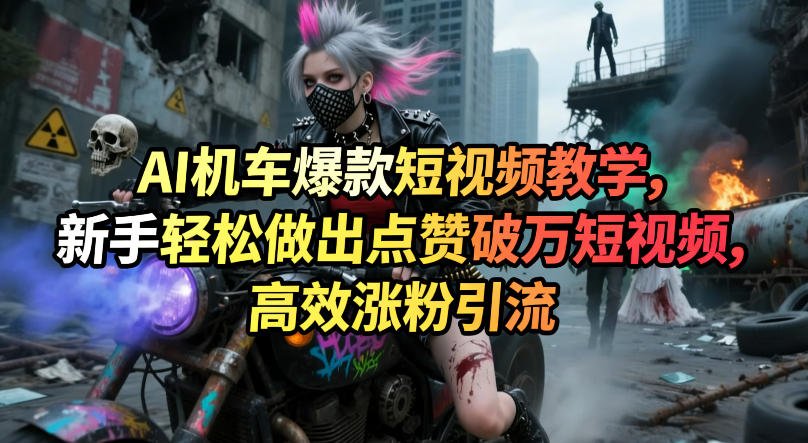 AI机车爆款短视频教学，新手轻松做出点赞破万短视频，高效涨粉引流-孔明聊项目