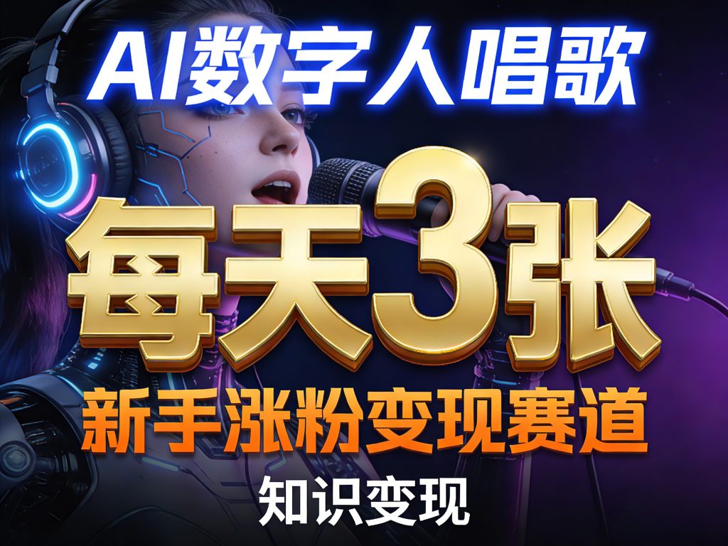 AI数字人唱歌，新手涨粉变现赛道，每天3张和知识付费，副业必备-孔明聊项目