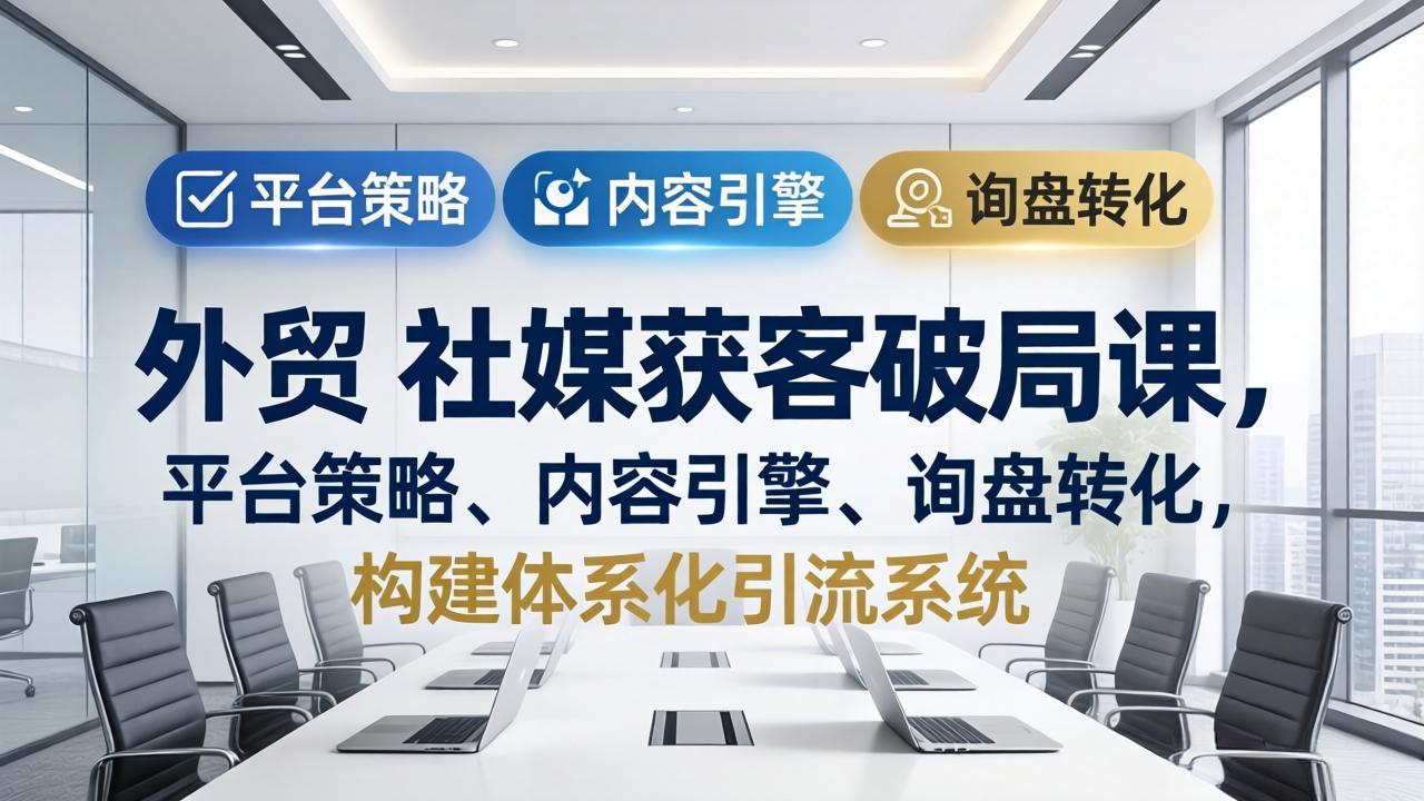 外贸 社媒获客破局课，平台策略、内容引擎、询盘转化，构建体系化引流系统(更新26年3月-孔明聊项目