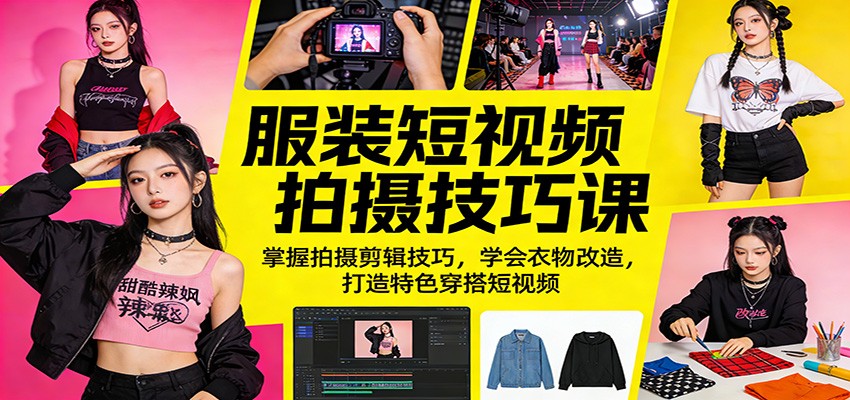 服装短视频拍摄技巧课：掌握拍摄剪辑技巧，学会衣物改造，打造特色穿搭短视频-孔明聊项目