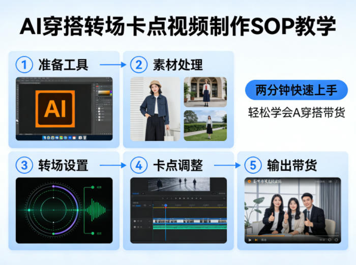 AI穿搭转场卡点视频制作SOP教学，两分钟快速上手，轻松学会AI穿搭带货-孔明聊项目