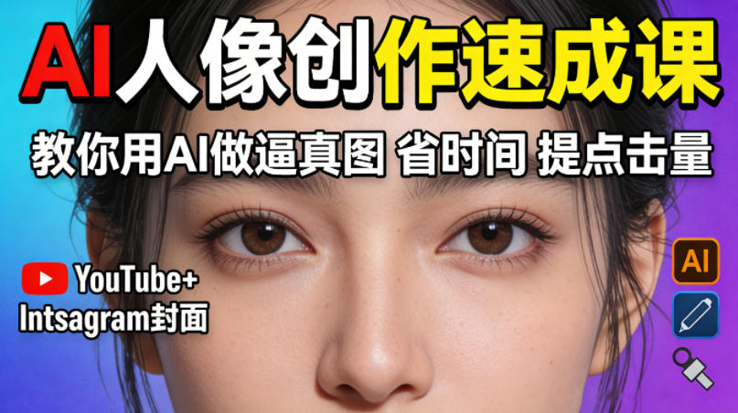 YouTube+Instagram封面没人点？AI人像创作速成课，教你用AI做逼真图，省时间还能提点击量！-孔明聊项目