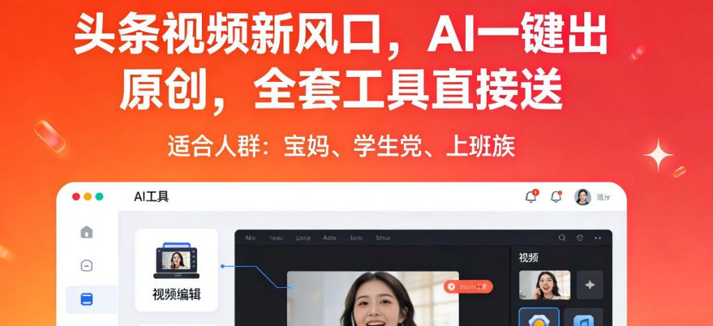 头条视频新风口，AI一键出原创，全套工具直接送，人人可做，有手就行【揭秘】-孔明聊项目