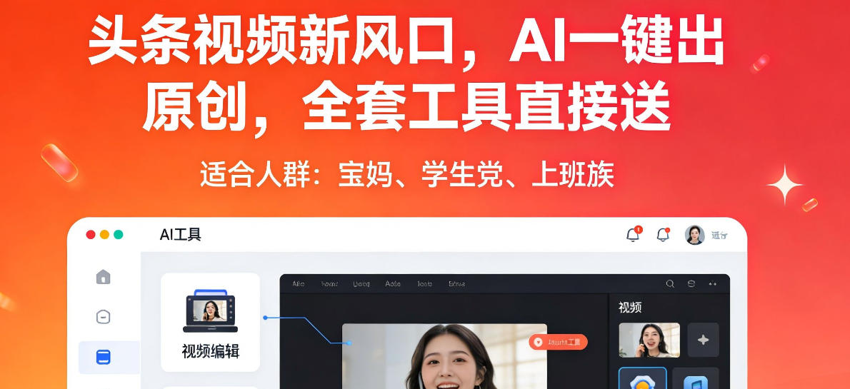 头条视频新风口，AI一键出原创，全套工具直接送，人人可做，有手就行【揭秘】-孔明聊项目