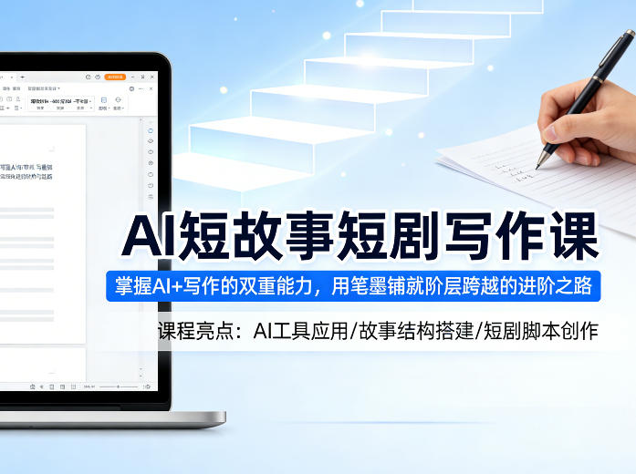 AI短故事短剧写作课，掌握AI+写作的双重能力，用笔墨铺就阶层跨越的进阶之路-孔明聊项目