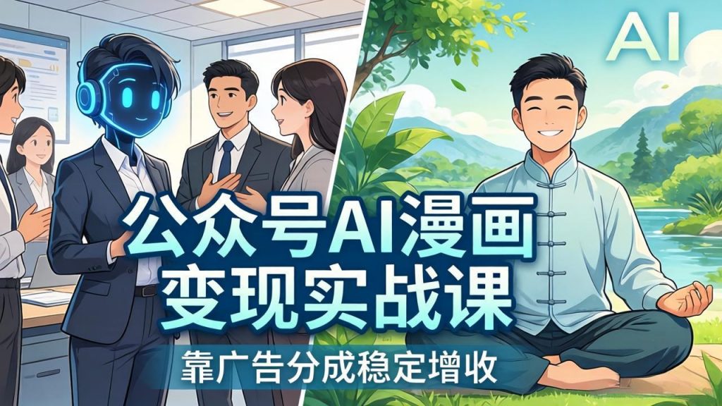 公众号AI漫画变现实战课：星座/职场/养生多赛道+智能体发文，靠广告分成稳定增收-孔明聊项目
