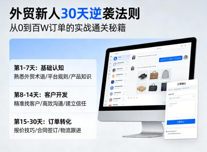 外贸新人30天逆袭法则，教你从0到百W订单的实战通关秘籍-孔明聊项目