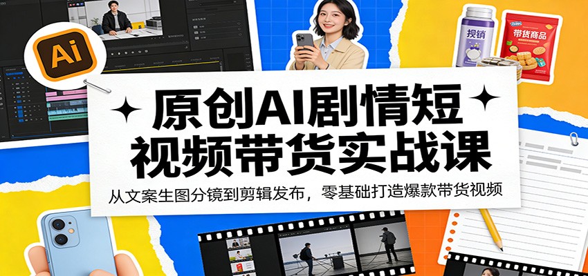 原创AI剧情短视频带货实战课：从文案生图分镜到剪辑发布，零基础打造爆款带货视频-孔明聊项目