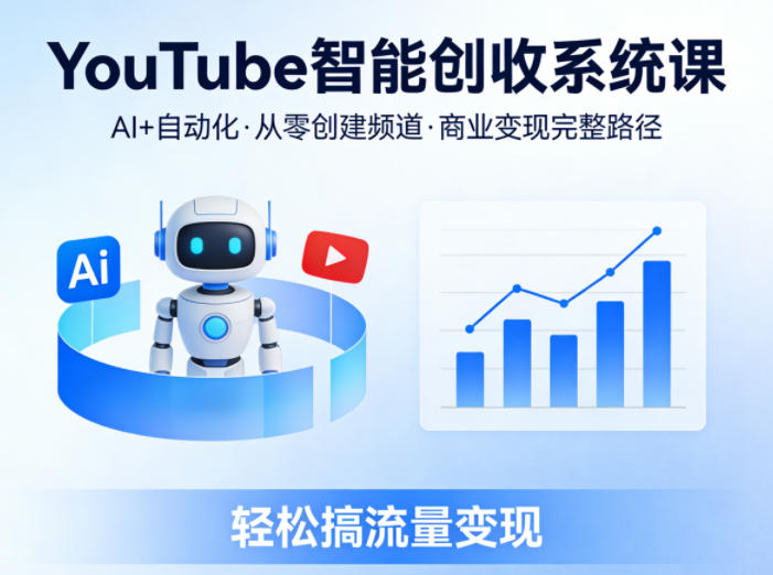 YouTube智能创收系统课，AI+自动化，从零创建YouTube频道并实现商业变现的完整路径，轻松搞流量变现-孔明聊项目