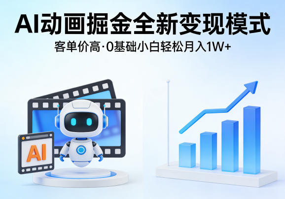 AI动画掘金全新变现模式，客单价高，0基础小白也能轻松月入1W+-孔明聊项目