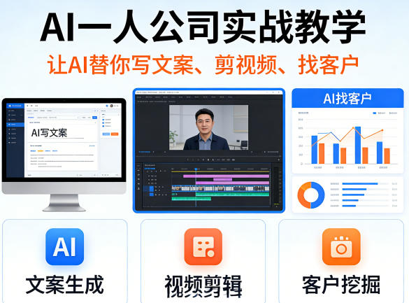 AI一人公司实战教学，让AI替你写文案、剪视频、找客户-孔明聊项目