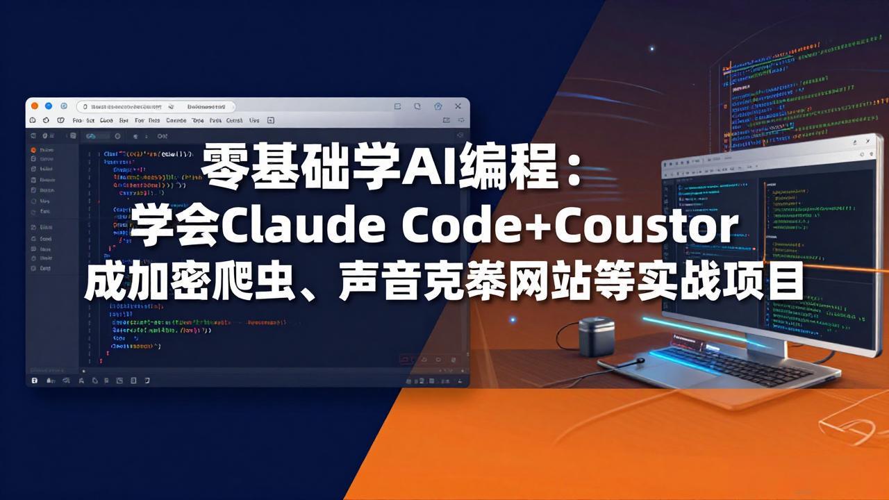 零基础学AI编程：学会Claude Code+Cursor完成加密爬虫、声音克隆网站等实战项目-孔明聊项目