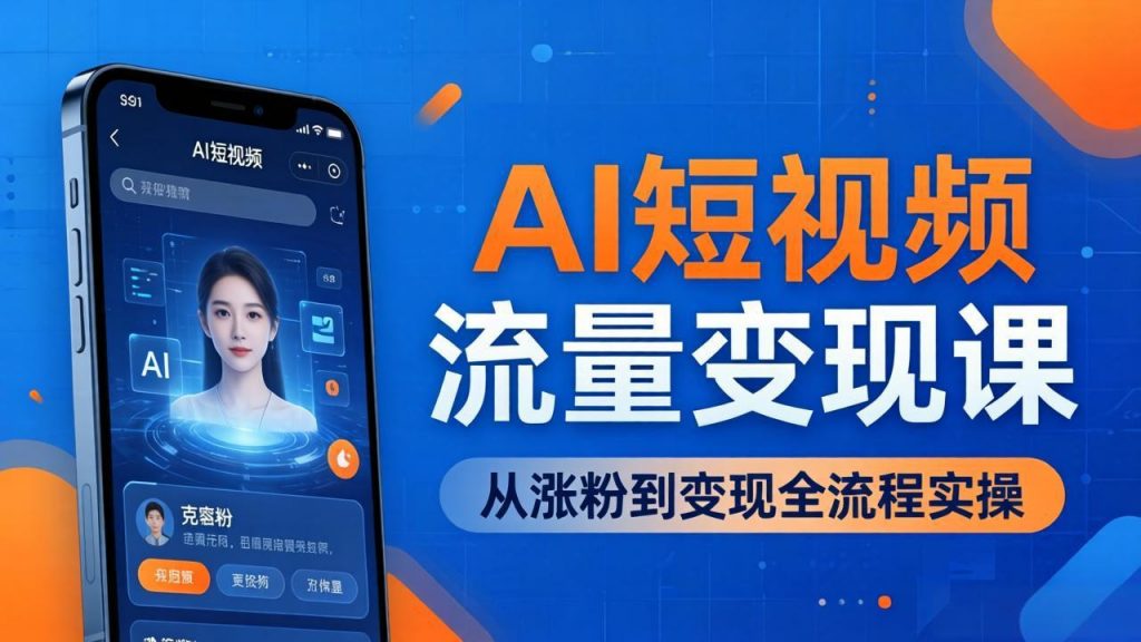 AI短视频流量变现课：一部手机玩转数字人克隆+爆款制作，从涨粉到变现全流程实操-孔明聊项目