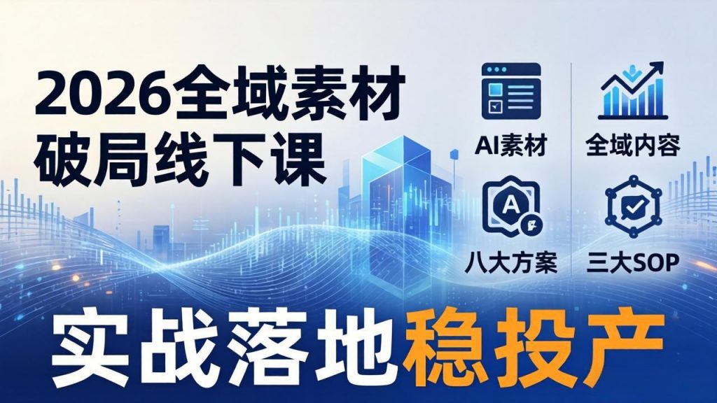 2026全域素材破局线下课：AI素材+全域内容+八大方案+三大SOP，实战落地稳投产-孔明聊项目