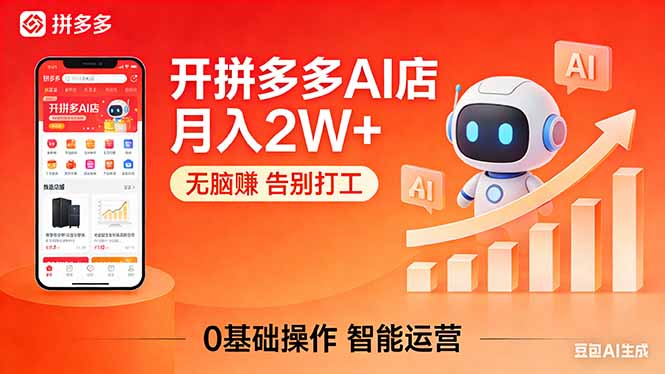 开一家拼多多AI店，月入2W+，无脑赚，告别打工，附SOP手册-孔明聊项目