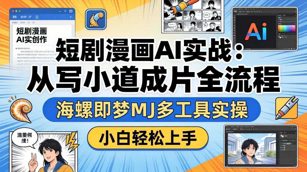短剧漫画AI实战：从写小说到成片全流程，海螺即梦MJ多工具实操，小白轻松上手-孔明聊项目