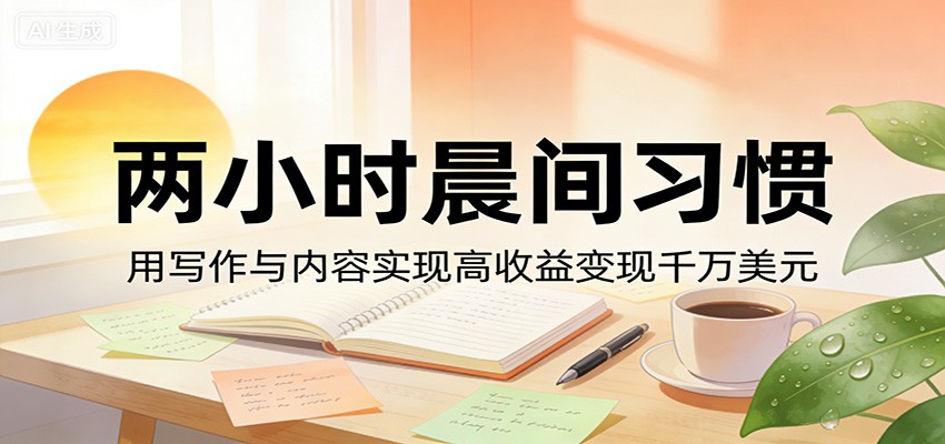 付费文章：两小时晨间习惯，用写作与内容实现高收益变现千万美元-孔明聊项目