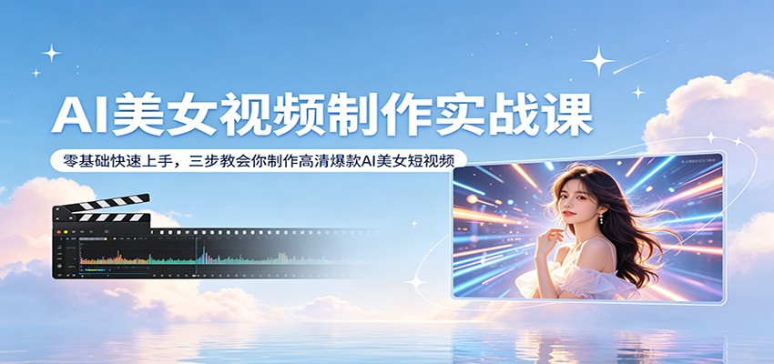 AI美女视频制作实战课：零基础快速上手，三步教会你制作高清爆款AI美女短视频-孔明聊项目