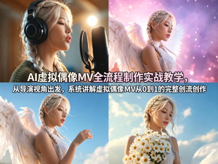AI虚拟偶像MV全流程制作实战教学，从导演视角出发，系统讲解虚拟偶像MV从0到1的完整创作流程-孔明聊项目