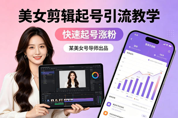 某美女号导师出品：美女剪辑起号引流教学，快速起号涨粉-孔明聊项目