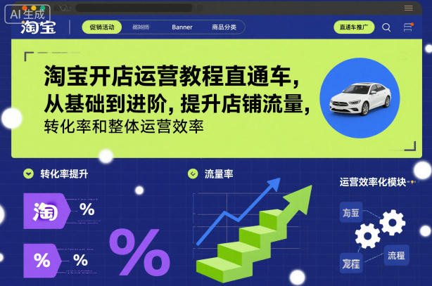 淘宝开店运营教程直通车，从基础到进阶，提升店铺流量，转化率和整体运营效率(更新26年4月10日)-孔明聊项目