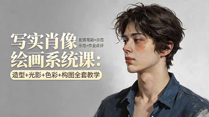 写实肖像绘画系统课：造型+光影+色彩+构图全套教学，配套笔刷+示范+作业点评-孔明聊项目