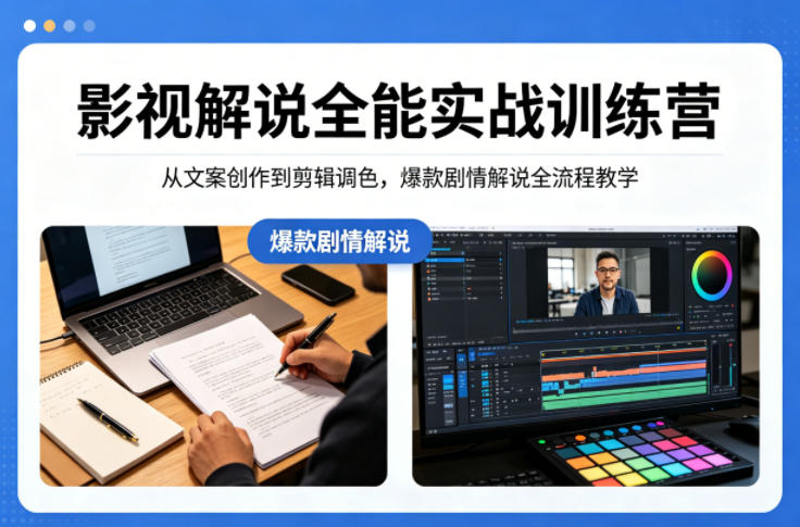 影视解说全能实战训练营：从文案创作到剪辑调色，爆款剧情解说全流程教学-孔明聊项目