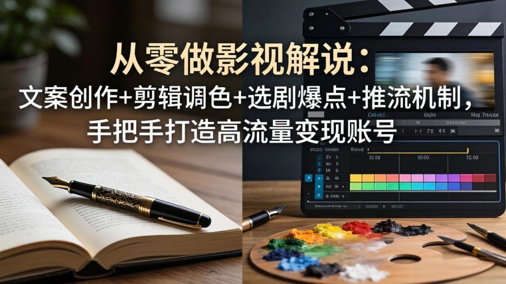 从零做影视解说：文案创作+剪辑调色+选剧爆点+推流机制，手把手打造高流量变现账号-孔明聊项目