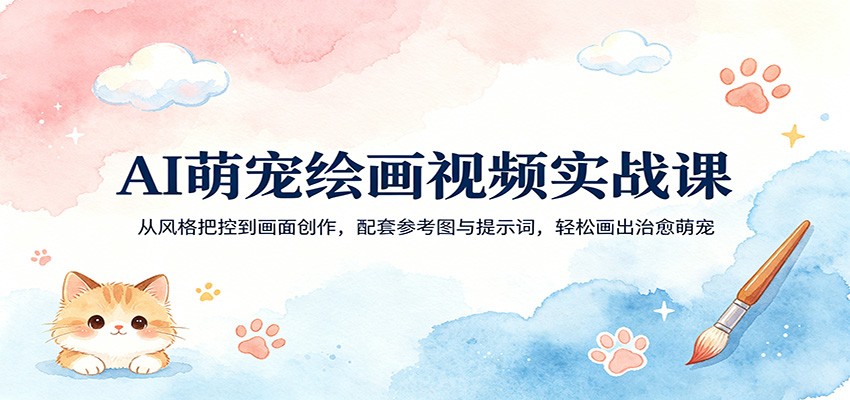AI萌宠绘画视频实战课：从风格把控到画面创作，配套参考图与提示词，轻松画出治愈萌宠-孔明聊项目