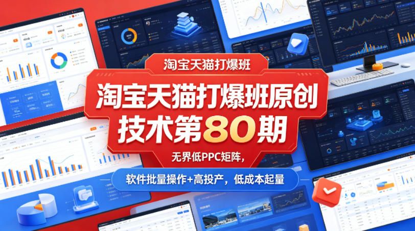 淘宝天猫打爆班原创技术第80期，无界低PPC矩阵，软件批量操作+高投产，低成本起量-孔明聊项目