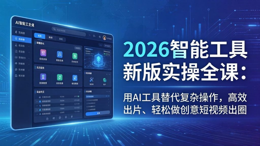 2026智能工具新版实操全课：用AI工具替代复杂操作，高效出片、轻松做创意短视频出圈-孔明聊项目
