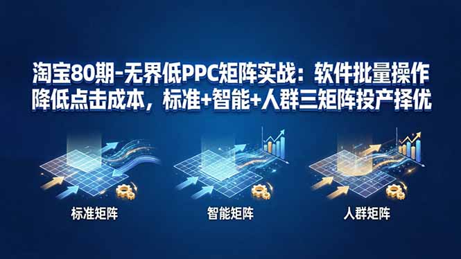 淘宝80期-无界低PPC矩阵实战：软件批量操作降低点击成本，标准+智能+人群三矩阵投产择优-孔明聊项目