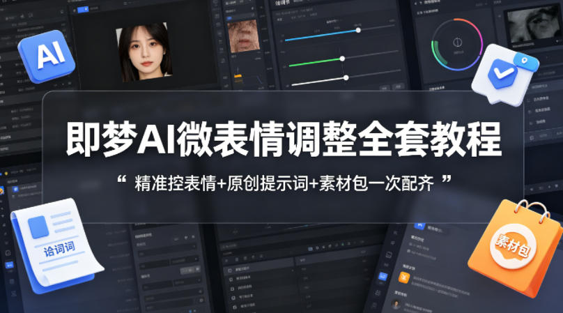 即梦AI微表情调整全套教程，精准控表情+原创提示词+素材包一次配齐-孔明聊项目