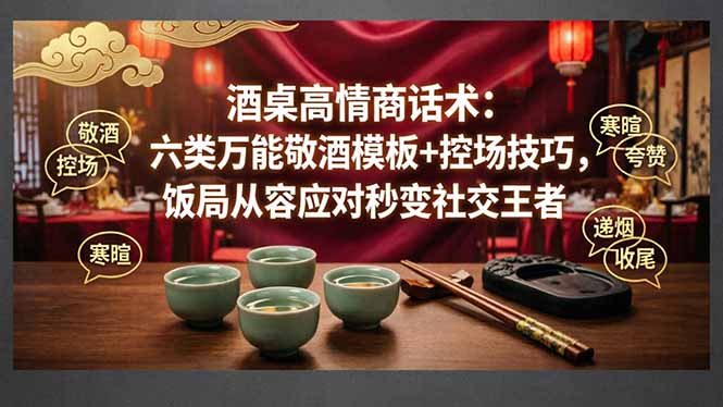 付费文章：酒桌高情商话术：六类万能敬酒模板+控场技巧，饭局从容应对秒变社交王者-孔明聊项目