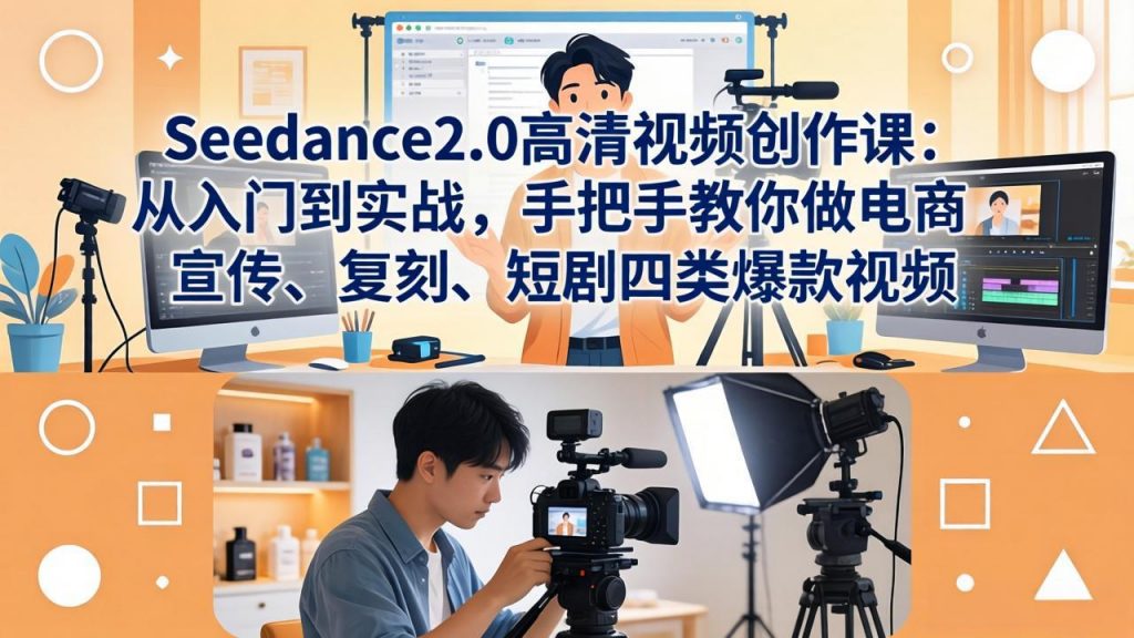 Seedance2.0高清视频创作课：从入门到实战，手把手教你做电商、宣传、复刻、短剧四类爆款视频-孔明聊项目