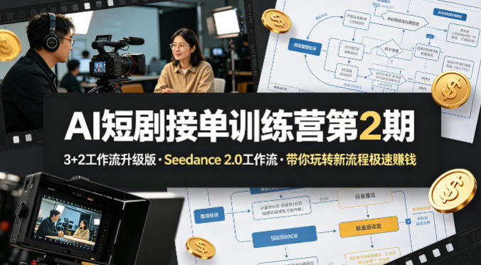 AI短剧接单训练营第2期，3+2工作流升级版，Seedance 2.0工作流，带你玩转新流程极速賺钱-孔明聊项目