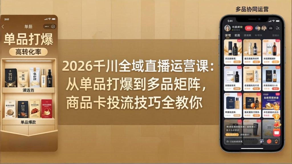 2026千川全域直播运营课：从单品打爆到多品矩阵，商品卡投流技巧全教你-孔明聊项目