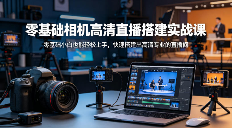 零基础相机高清直播间搭建实战课，小白也能轻松上手，快速搭建出高清专业的直播间-孔明聊项目