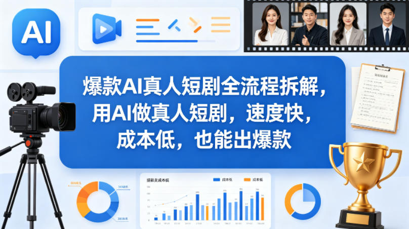 爆款AI真人短剧全流程拆解，用AI做真人短剧，速度快，成本低，也能出爆款-孔明聊项目