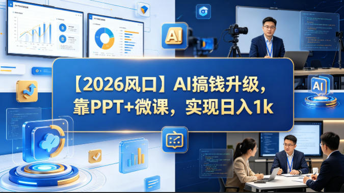 【2026风口】AI搞钱升级，靠PPT+微课，实现日入1k-孔明聊项目