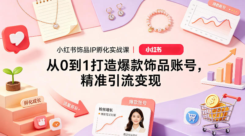 小红书饰品IP孵化实战课｜从0到1打造爆款饰品账号，精准引流变现-孔明聊项目