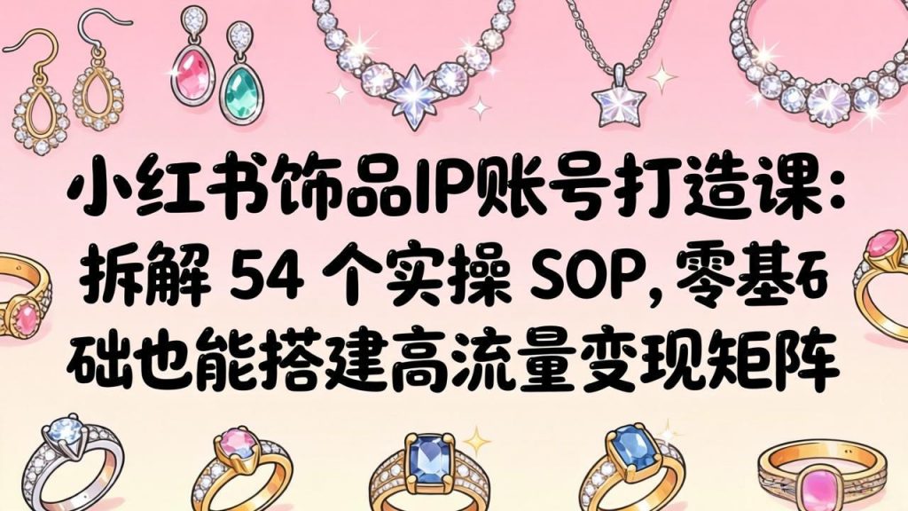 小红书饰品IP账号打造课：拆解 54 个实操 SOP，零基础也能搭建高流量变现矩阵-孔明聊项目
